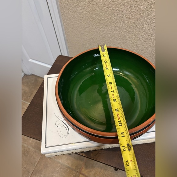 Hand Painted Mid Century Terracotta Green Interior Mexican Decorative Ball 11” - Picture 12 of 15